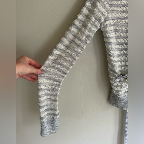 MOTH Terry Stripe Cardigan Sweater Lightweight Button Hood Coastal Classic | M - Picture 7 of 16